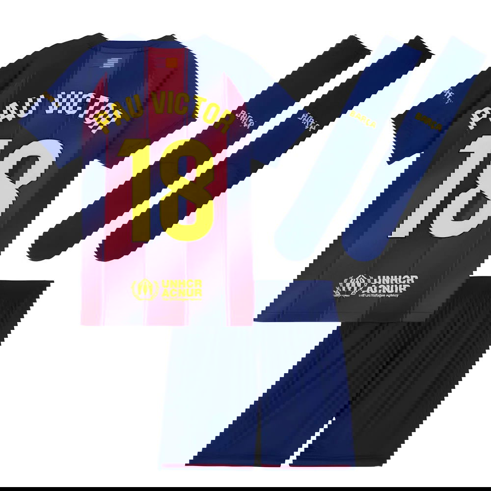 Billige Fodboldtrøjer Barcelona Børn PAU VICTOR #18 Hjemmebanetrøje 2025-2026