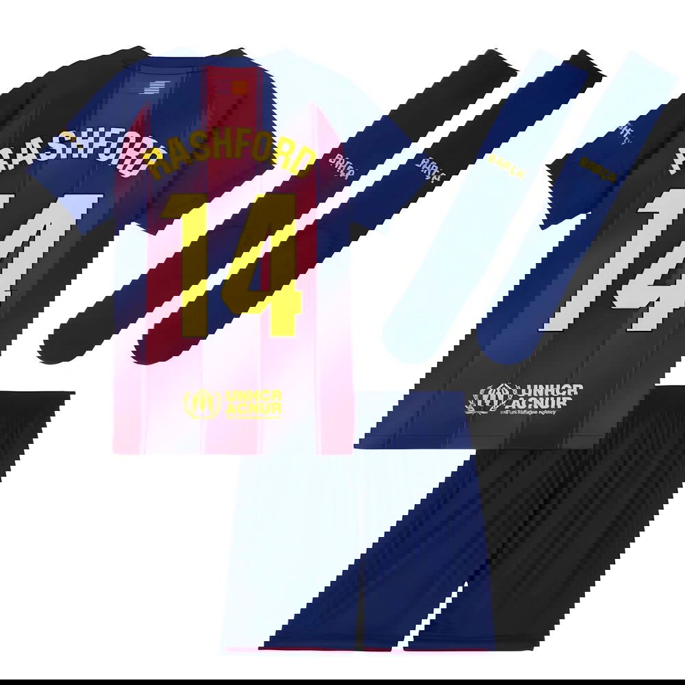 Billige Fodboldtrøjer Barcelona Børn RASHFORD #14 Hjemmebanetrøje 2025-2026