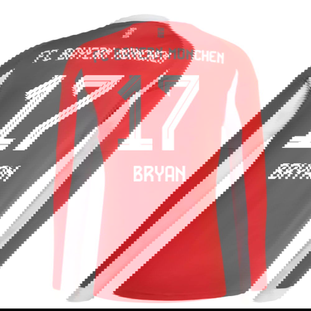 Billige Fodboldtrøjer Bayern München Langærmet BRYAN #17 Hjemmebanetrøje 2025-2026