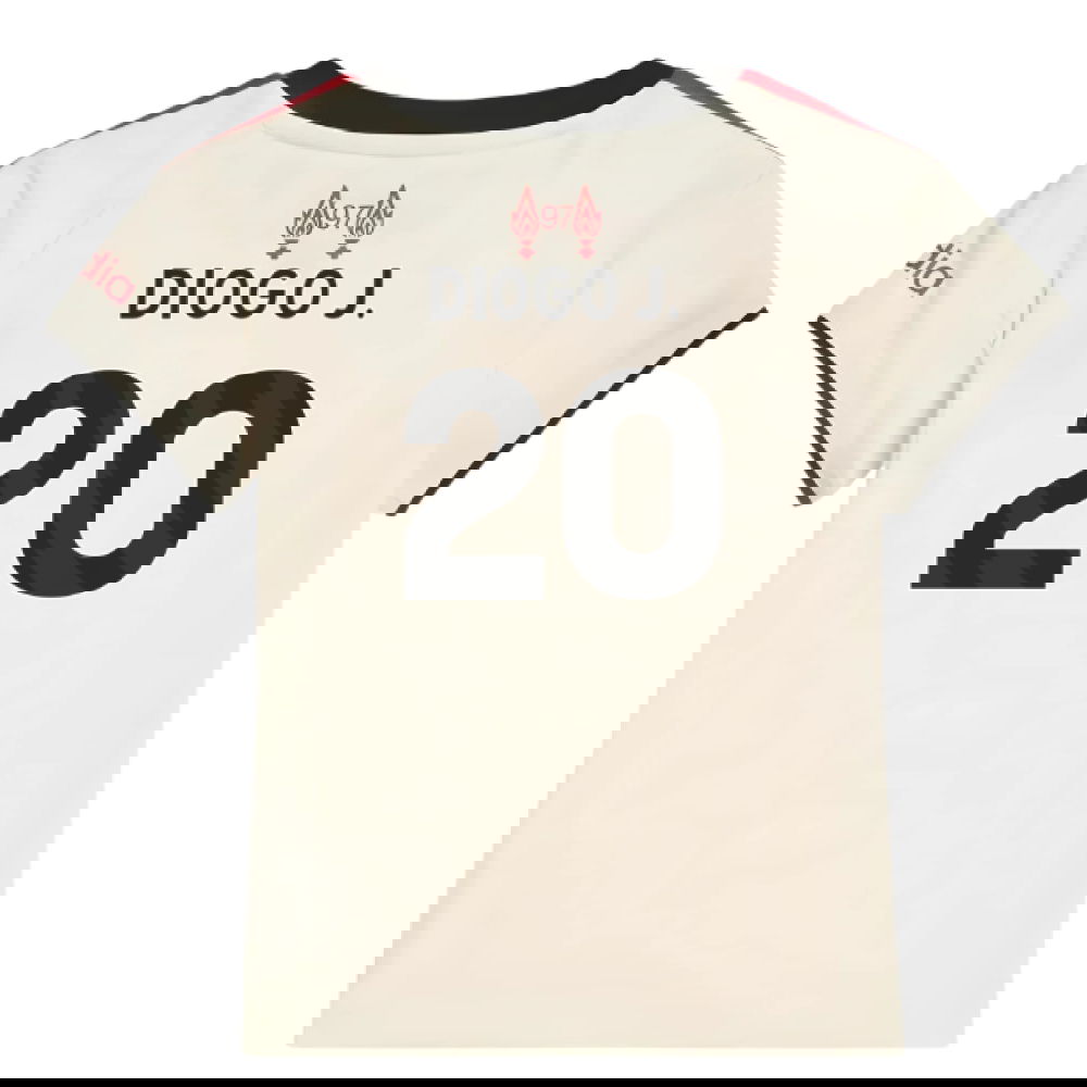 Billige Fodboldtrøjer Liverpool Børn DIOGO J #20 Udebanetrøje 2025-2026