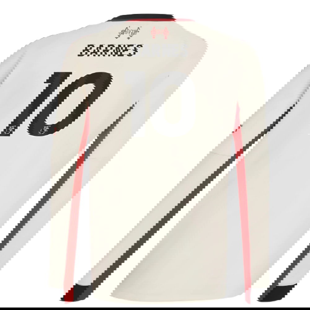 Billige Fodboldtrøjer Liverpool Langærmet BARNES #10 Udebanetrøje 2025-2026