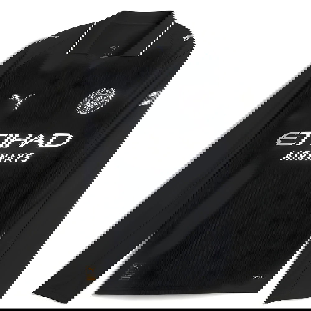 fede Billige Fodboldtrøjer Manchester City Langærmet RODRIGO #16 Udebanetrøje 2025-2026 eget navn