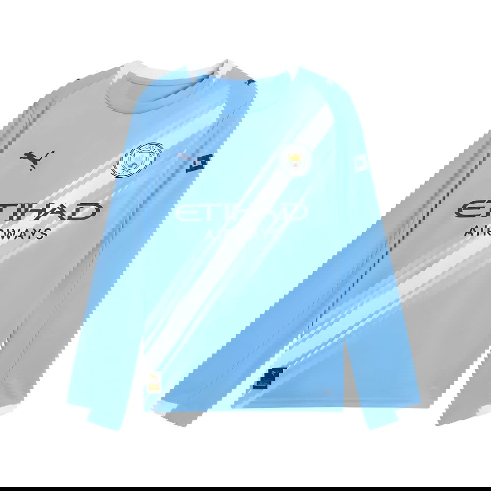 design din egen Billige Fodboldtrøjer Manchester City Langærmet CHERKI #10 Hjemmebanetrøje 2025-2026 køb