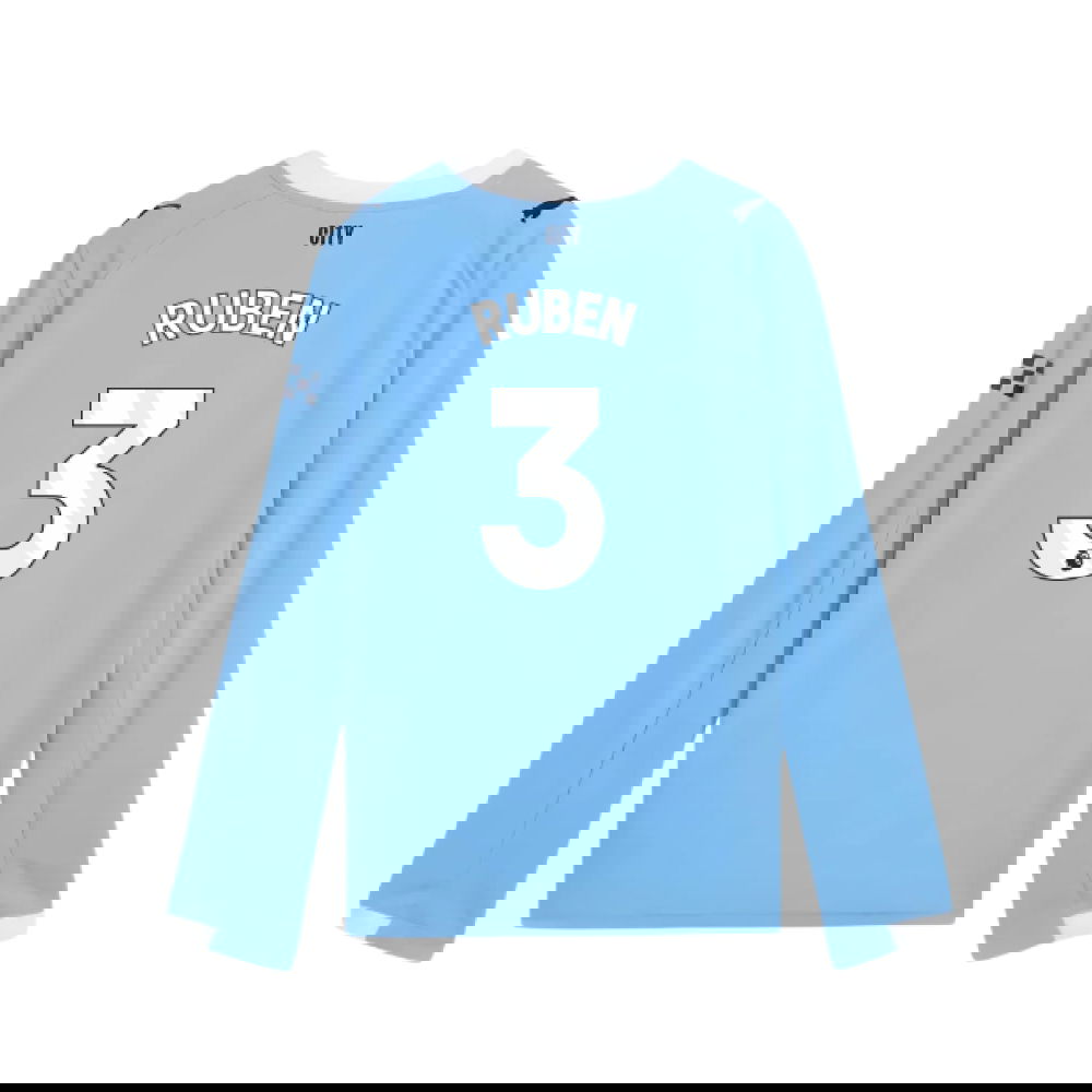 Billige Fodboldtrøjer Manchester City Langærmet RUBEN #3 Hjemmebanetrøje 2025-2026