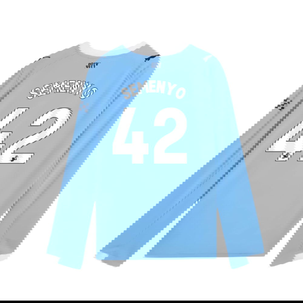 Billige Fodboldtrøjer Manchester City Langærmet SEMENYO #42 Hjemmebanetrøje 2025-2026