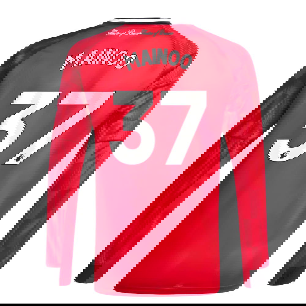 Billige Fodboldtrøjer Manchester United Langærmet MAINOO #37 Hjemmebanetrøje 2025-2026