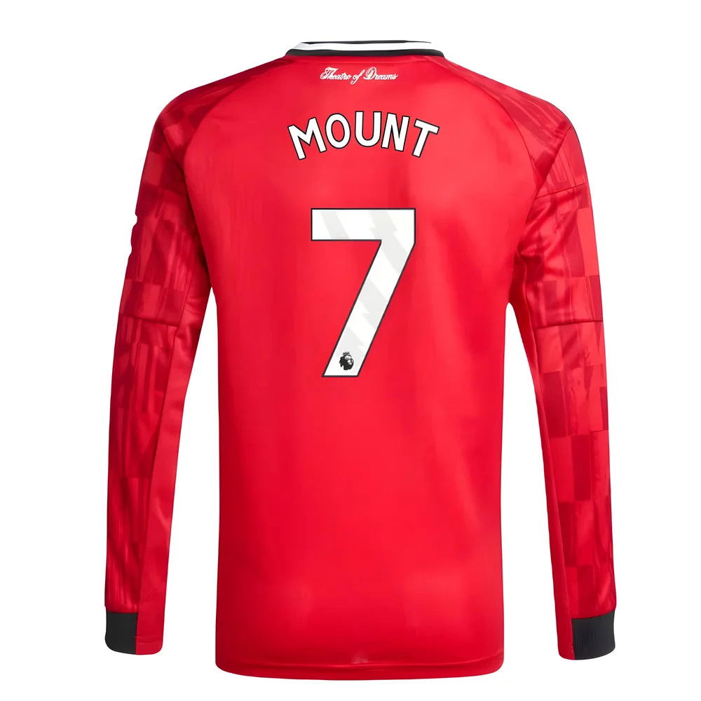 Billige Fodboldtrøjer Manchester United Langærmet MOUNT #7 Hjemmebanetrøje 2025-2026