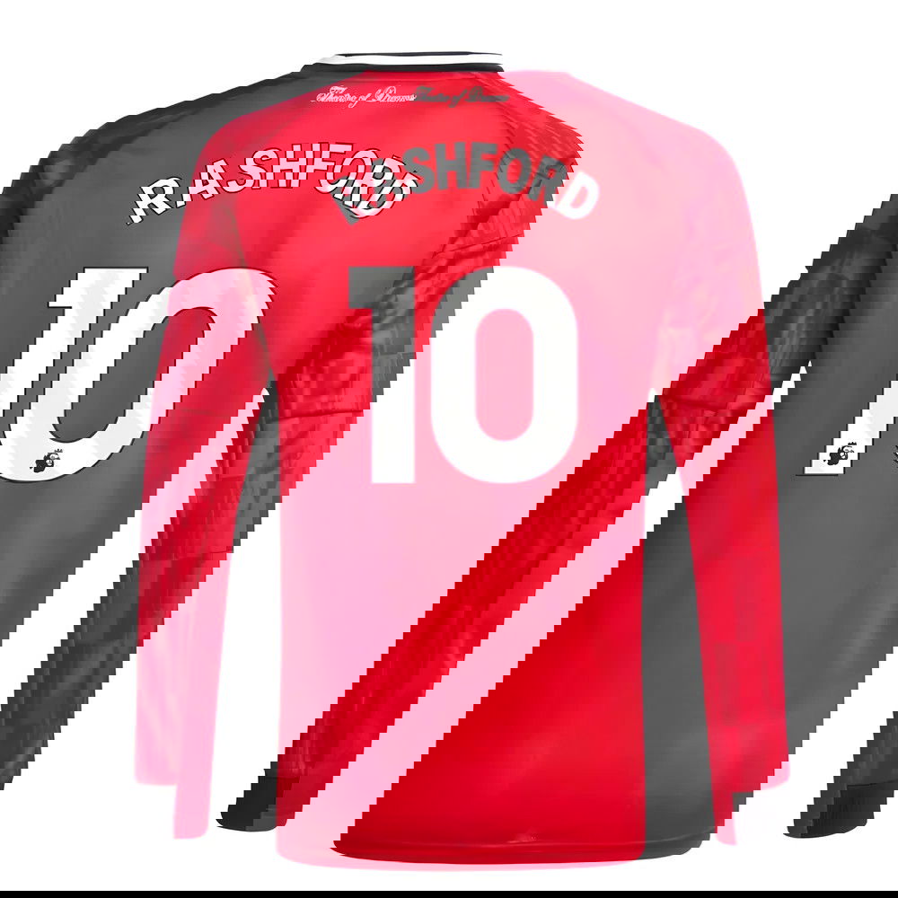 Billige Fodboldtrøjer Manchester United Langærmet RASHFORD #10 Hjemmebanetrøje 2025-2026