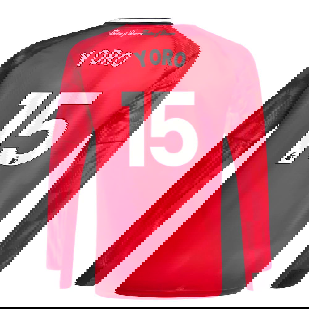 Billige Fodboldtrøjer Manchester United Langærmet YORO #15 Hjemmebanetrøje 2025-2026