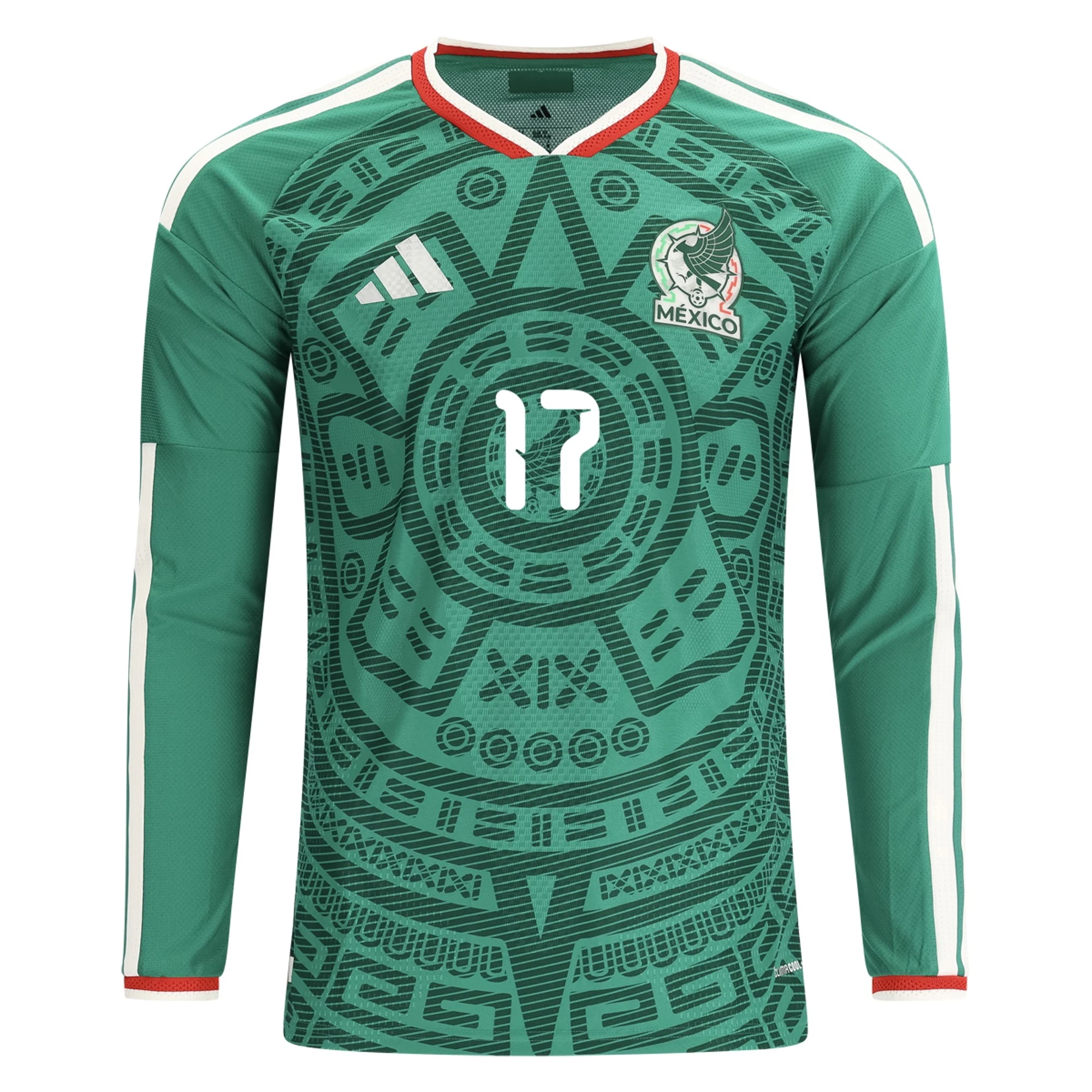 køb Billige Fodboldtrøjer Mexico Langærmet ORBELIN PINEDA #17 Hjemmebanetrøje VM I Fodbold 2026 butik