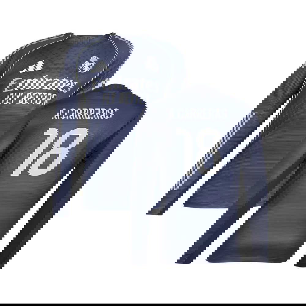 Billige Fodboldtrøjer Real Madrid Langærmet ACARRERAS #18 Udebanetrøje 2025-2026