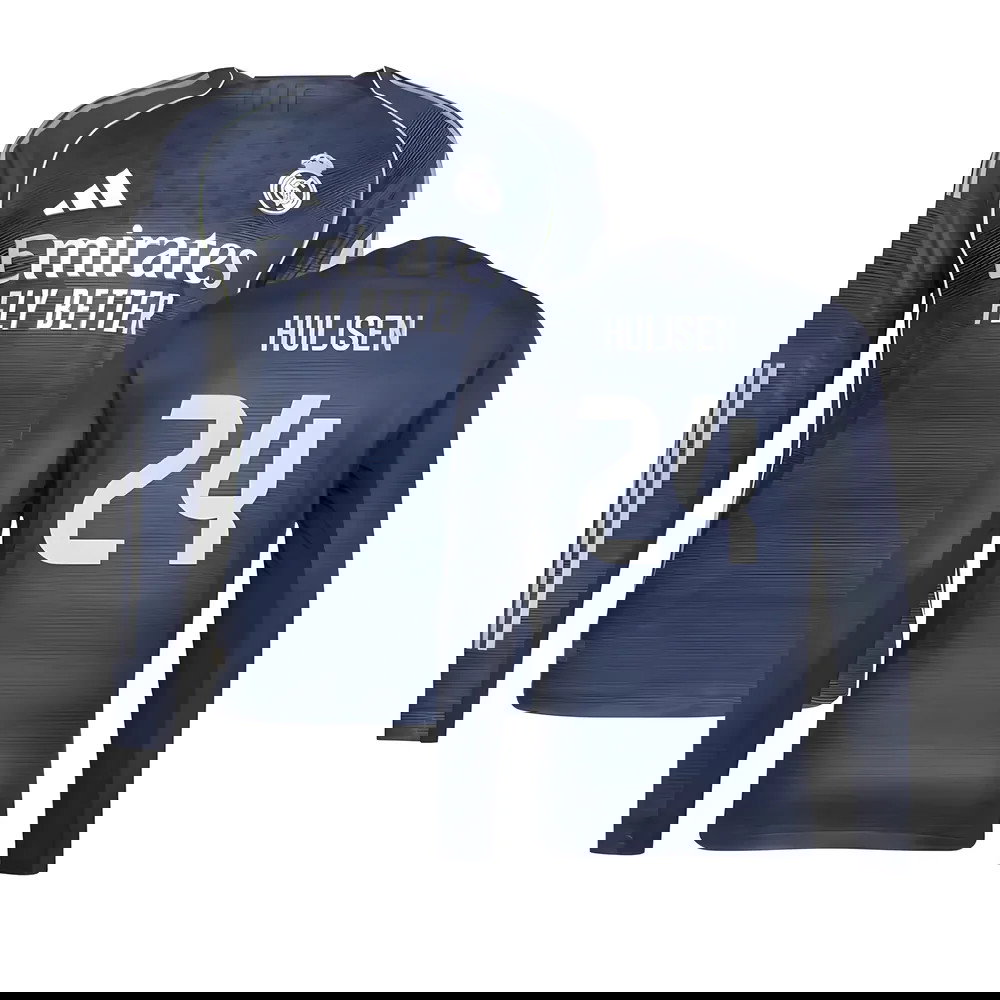 Billige Fodboldtrøjer Real Madrid Langærmet HUIJSEN #24 Udebanetrøje 2025-2026
