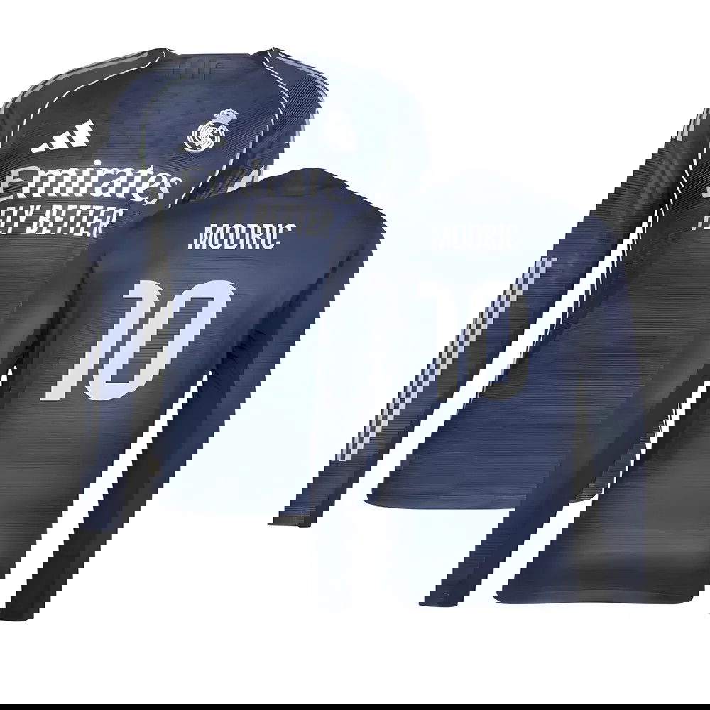 Billige Fodboldtrøjer Real Madrid Langærmet MODRIC #10 Udebanetrøje 2025-2026