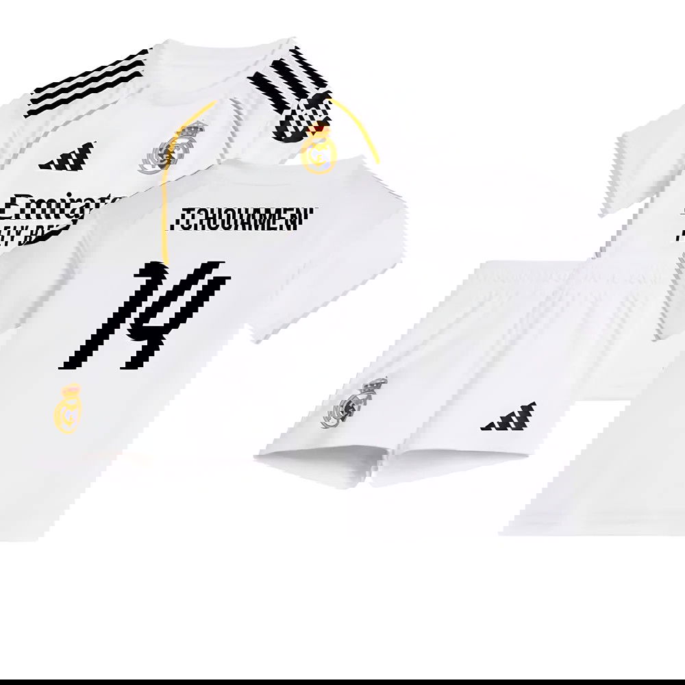 Billige Fodboldtrøjer Real Madrid Børn TCHOUAMENI #14 Hjemmebanetrøje 2025-2026