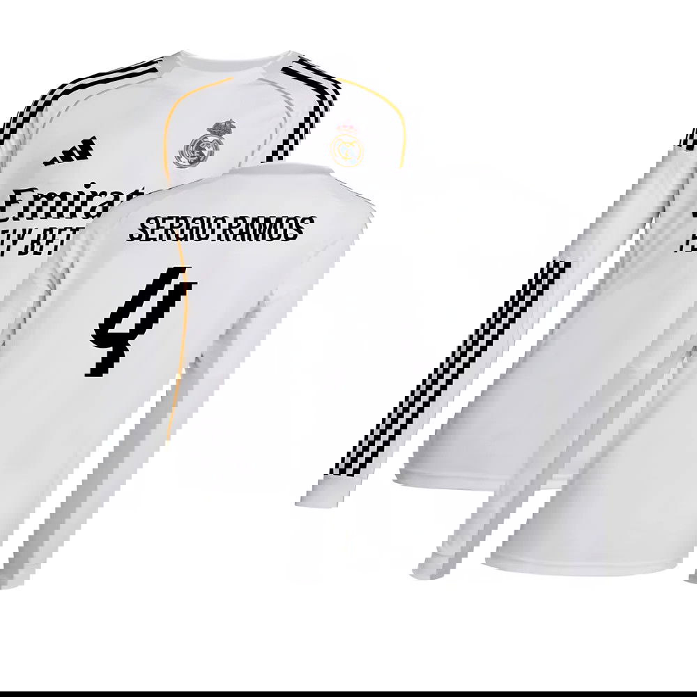 Billige Fodboldtrøjer Real Madrid Langærmet SERGIO RAMOS #4 Hjemmebanetrøje 2025-2026