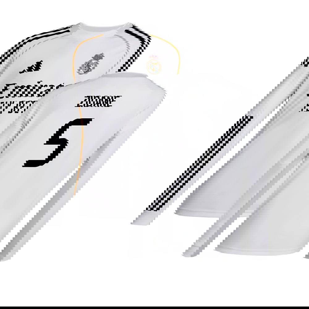 Billige Fodboldtrøjer Real Madrid Langærmet ZIDANE #5 Hjemmebanetrøje 2025-2026