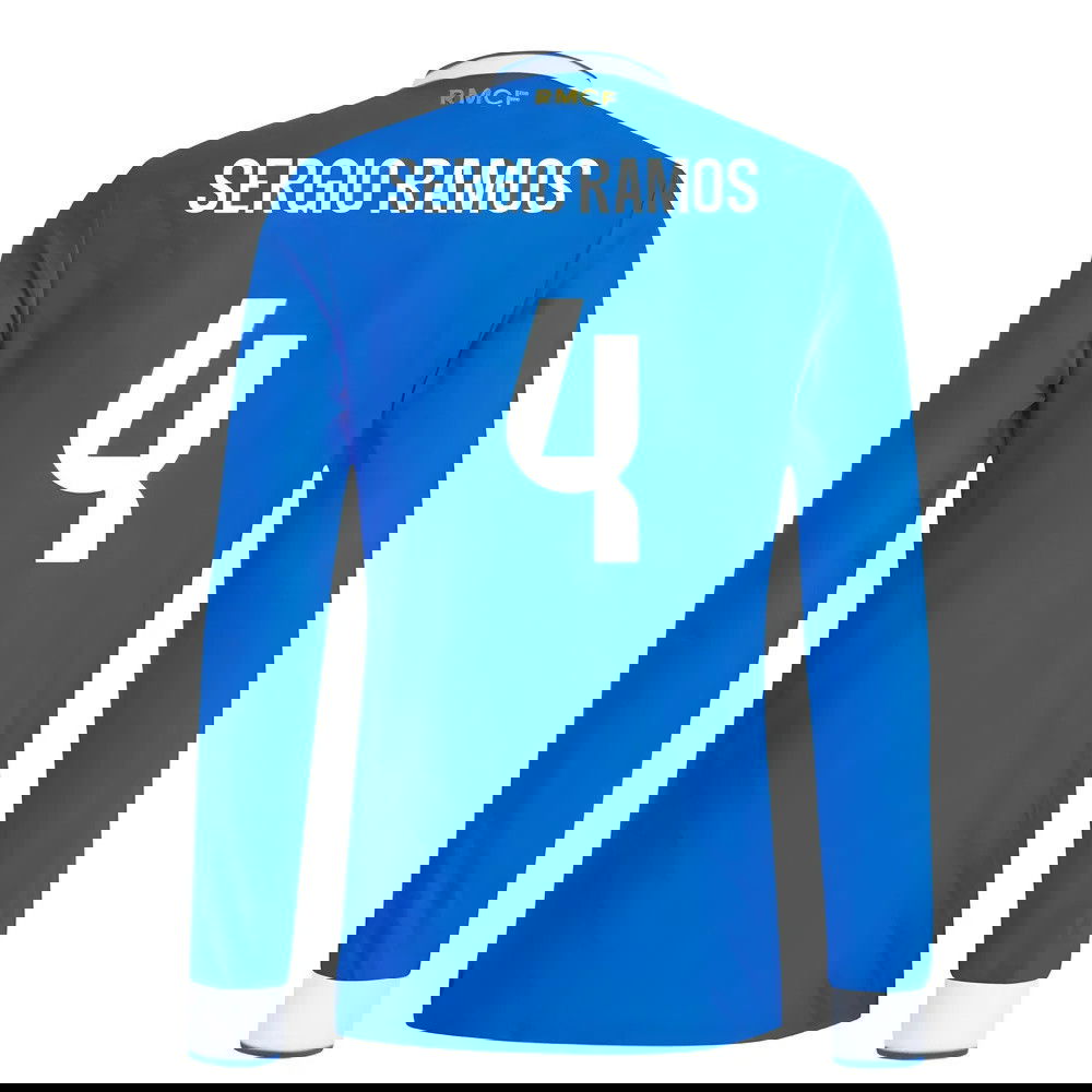 Billige Fodboldtrøjer Real Madrid Langærmet SERGIO RAMOS #4 Tredjetrøje 2025-2026