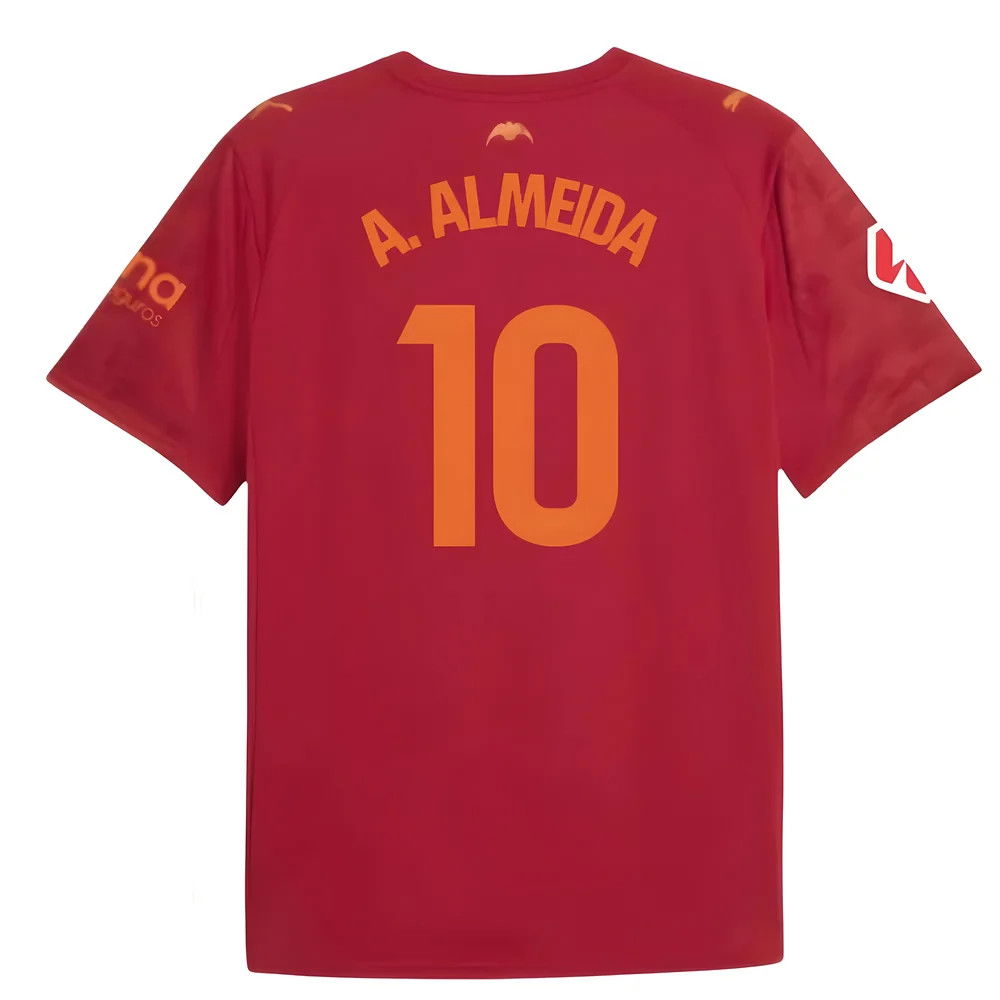 Billige Fodboldtrøjer Valencia A ALMEIDA #10 Udebanetrøje 2025-2026